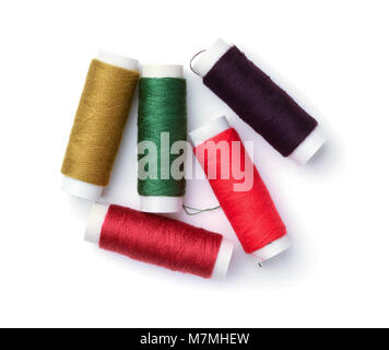 Multicolored threads isolated on white background Stock Photo