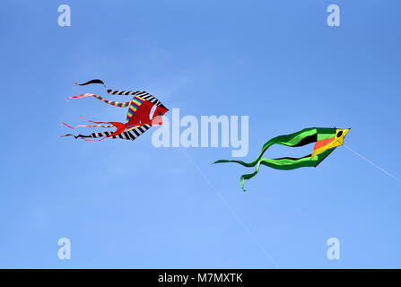 Kites flying during carnival festival in Athens, Greece Stock Photo