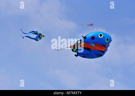 Kites flying during carnival festival in Athens, Greece Stock Photo