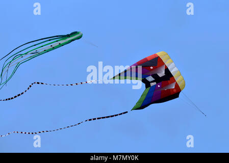 Kites flying during carnival festival in Athens, Greece Stock Photo