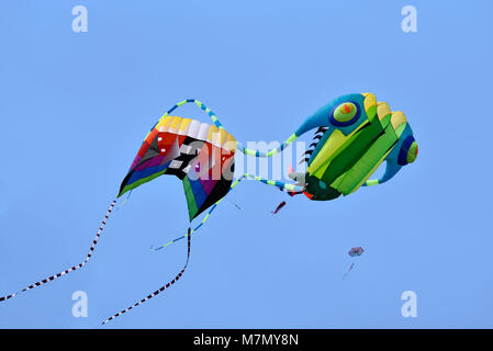 Kites flying during carnival festival in Athens, Greece Stock Photo