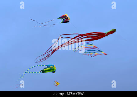 Kites flying during carnival festival in Athens, Greece Stock Photo