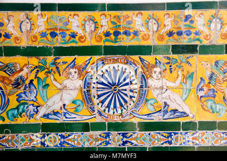 Azuleho ceramic tile,  'Museo de Bellas Artes' Fine Art Museum Sevilla, Adalucia, Spain Stock Photo