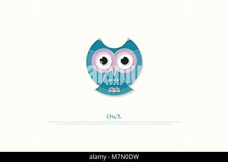 isolated, cartoon style owl icon. vector wisdom concept and knowledge symbol. cute owlet logo. night bird, wild animal design Stock Vector