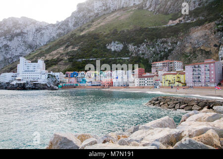 'Catalan Bay beach', Gibraltar british territory in Europe. Stock Photo