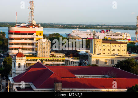 Aerial view of Cebu City city and Mactan Island looking east, Philippines Stock Photo