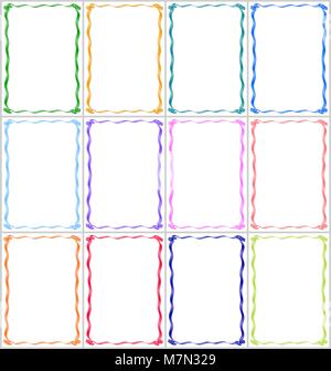 Set of frames and borders with multi-colored ribbons Stock Vector