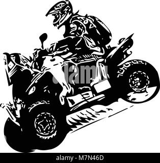 Quad bike illustration on abstract colorful background Stock Vector