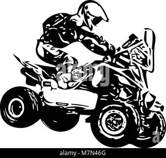 Quad bike illustration on abstract colorful background Stock Vector