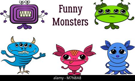 Cartoon Monsters Set Stock Vector