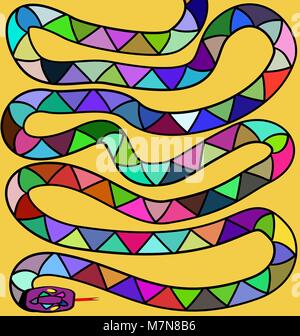 yellow background and colored snake Stock Vector
