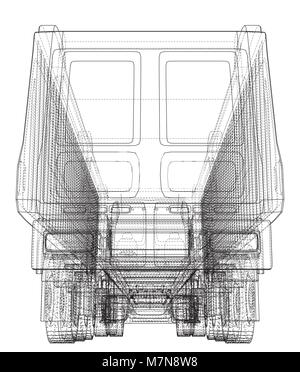 Back view Truck isolated on white background. Eurotrucks delivering vehicle layout for corporate brand identity design. Top view. Tracing illustration of 3d. EPS 10 vector format. Stock Vector