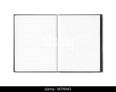 Blank open lined notebook mockup isolated on white Stock Photo