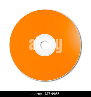 Orange CD - DVD label mockup template isolated on white Stock Photo