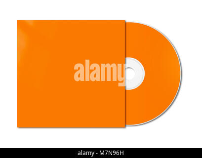 Orange CD - DVD and cover mockup template isolated on white Stock Photo