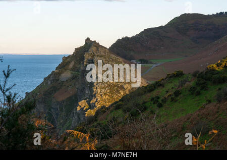 The Valley of the Rocks on the edge of Exmoor near Lynton on the North Devon Coast. England Stock Photo