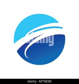 Circular Blue Wave Vector Symbol Graphic Logo Design Stock Vector