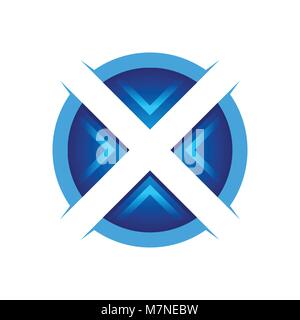 Initial X Circular Edgy Technology Vector Symbol Graphic Logo Design Stock Vector