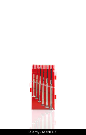 Screwdriver set in red box isolate white background Stock Photo