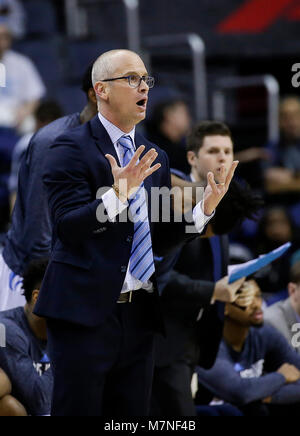 Rhode Island head coach Dan Hurley directs his team during the first ...