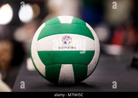 Leicester, UK. 11th March, 2018.  King Power wheelchair rugby quad nations tournament at Leicester Arena, Leicester, UK. Final between USA and Australia. USA win.  Credit: Carol Moir/ Alamy Live News. Stock Photo