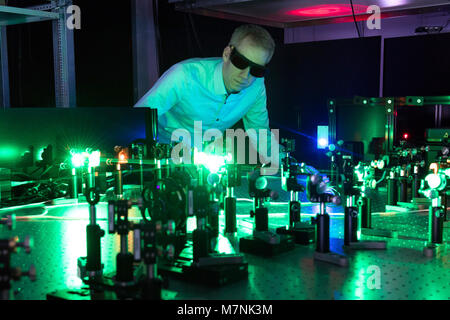 FILED - 21 December 2017, Germany, Goettingen: Claus Ropers, physics professor at the University of Goettingen, standing in the laboratory for ultrafast electron diffraction of the physics faculty at the University of Goettingen. Photo: Swen Pförtner/dpa Stock Photo