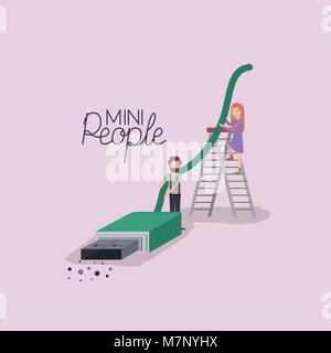 mini people with usb cable Stock Vector