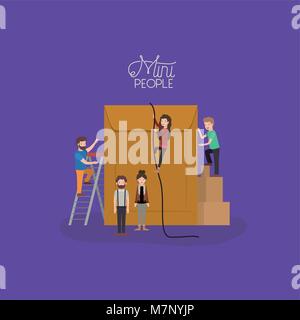 mini people with documents Stock Vector