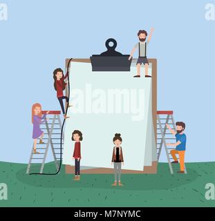 mini people with clipboard Stock Vector