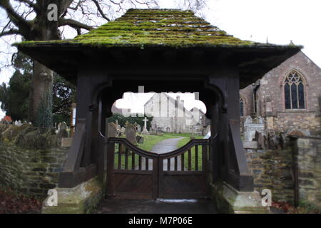 Entrance to cemetery at St Nicholas' Church in Henstridge, Somerset Stock Photo