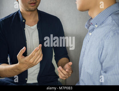 Men discussion in close up Stock Photo