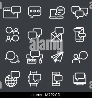 Vector Message Line Icons Set. Conversation, SMS, Notification, Group Chat and more Stock Vector