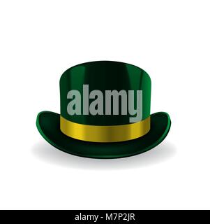 Green leprechaun hat on white background. St Patricks hat. Vector illustration Stock Vector