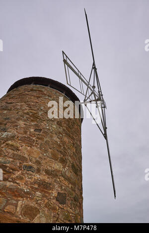 The Sail Mechanism of the Old Sea Salt Windmill that stands just outside St Monans on the North East coast of Scotland. Stock Photo