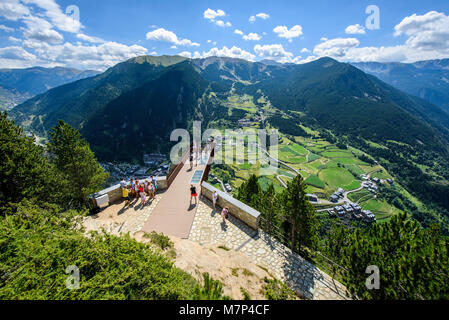 View of the Pyrenees Mountains from the Mirador Roc del Quer viewpoint, Canillo, Andorra Stock Photo