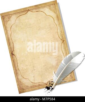Blank paper script with old ink feather pen Stock Vector Image & Art ...