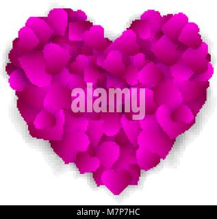 Big purple heart made of small hearts isolated on white background, symbol of love, loyalty and kindness, element for valentine's day or wedding greet Stock Vector