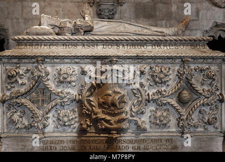 Vasco da Gama tomb or grave in Jeronimos monastery in Lisbon, Portugal Stock Photo