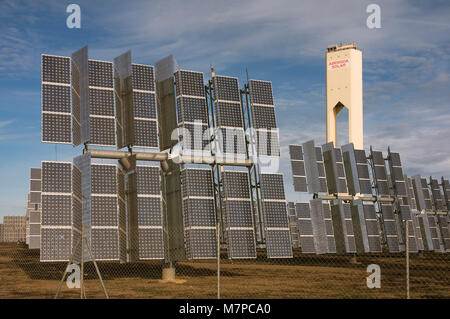 Solar power plant, Sanlucar la Mayor, Seville province, Region of Andalusia, Spain, Europe Stock Photo