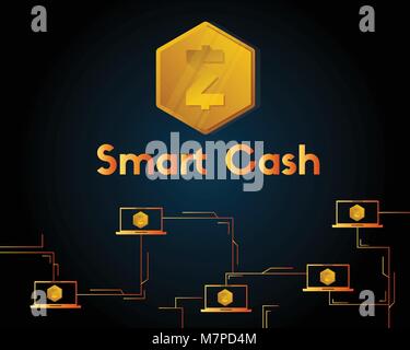 Blockchain smart cash on dark background style Stock Vector Image & Art ...