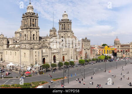 The Mexico City Metropolitan Cathedral overlooks zocalo square in Mexico City, Mexico. Stock Photo