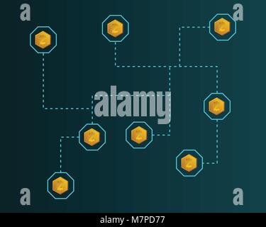 Blockchain smart cash technology connected background style Stock Vector
