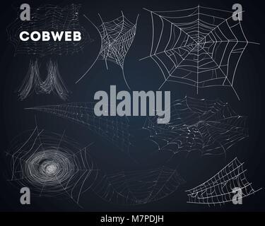 Spider cobwebs various forms isolated set Stock Vector
