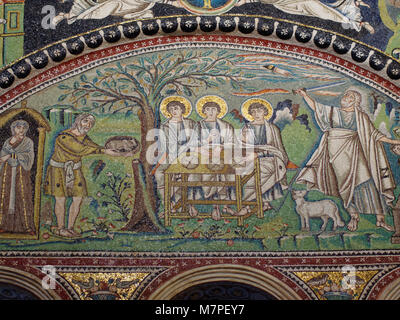Ravenna, Italy - June 15, 2017: Mosaics in Basilica of San Vitale. Built in VI century, it is one of the most important examples of early Christian By Stock Photo