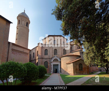 Ravenna, Italy - June 15, 2017: Basilica of San Vitale. Built in VI century, it is one of the most important examples of early Christian Byzantine art Stock Photo