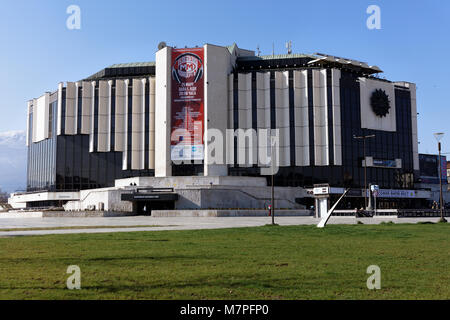 Sofia, Bulgaria - March 5, 2016: People at the National Palace of Culture. Opened in 1981, it is the largest multi-functional conference and exhibitio Stock Photo