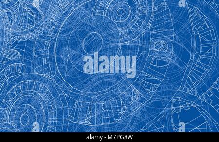 Gearbox sketch. Vector Stock Vector