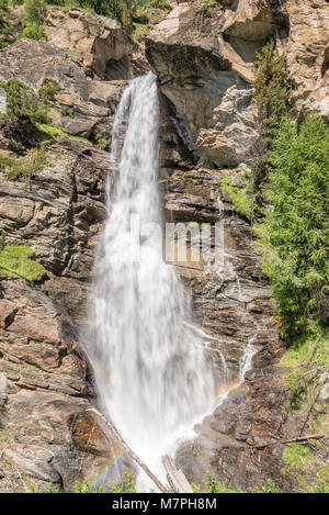 Lillaz waterfalls near Cogne, Gran Paradiso national park, Aosta Valley in the Alps, Italy Stock Photo