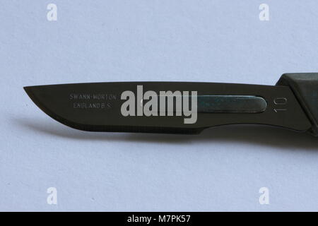 Stainless steel surgical scalpel blade instrument used to make cuts or  incisions in surgery Stock Photo - Alamy
