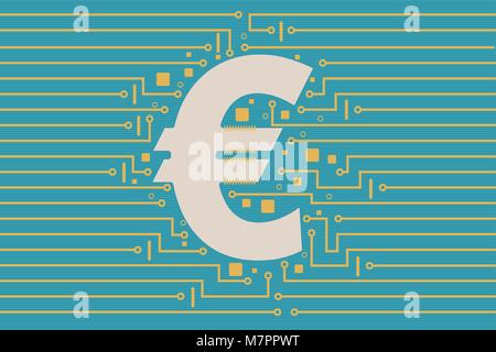 Financial Technology Wealth, Circuit Boards and Currency Symbols Stock Vector